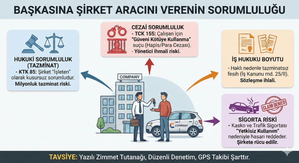Şirket araçlarının üçüncü kişilere emanet edilmesi – hukuki ve cezai riskler