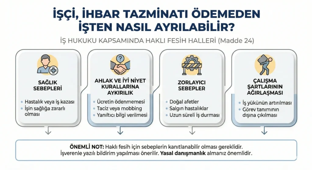 İhbar tazminatı ödemeden işten ayrılma – bilgilendirme görseli