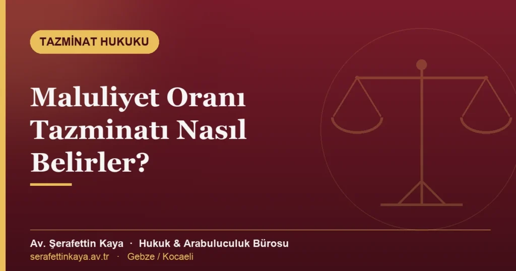 Maluliyet oranı ve tazminat hesabını gösteren bilgilendirici hukuki görsel
