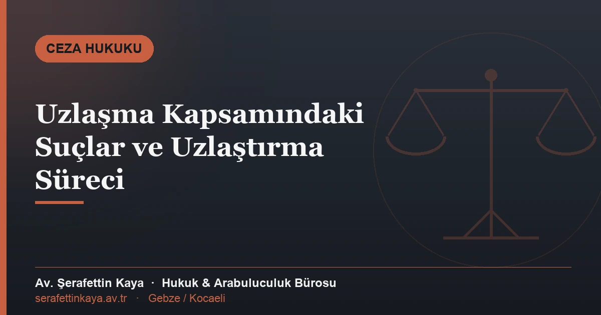 Uzlaşma kapsamındaki suçlar ve uzlaştırma sürecini anlatan bilgilendirici kapak görseli