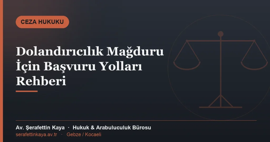 Dolandırıcılık mağduru için şikayet ve zarar tahsil yollarını anlatan bilgilendirme görseli