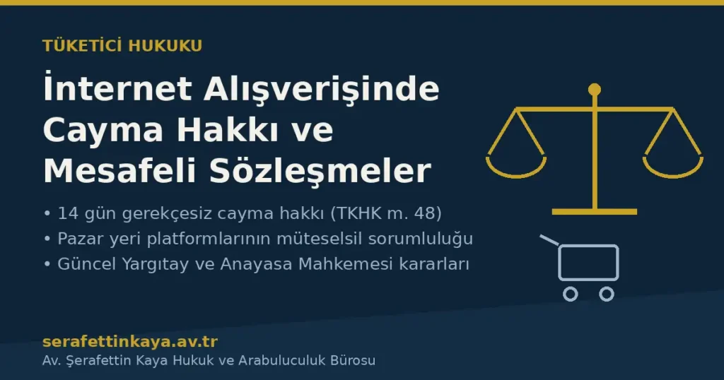 İnternet alışverişinde cayma hakkı ve mesafeli sözleşmeler – tüketici hukuku kapak görseli