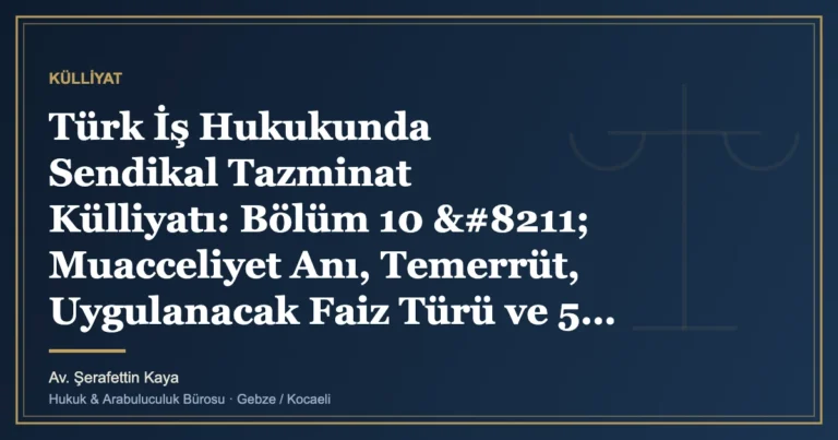 Türk İş Hukukunda Sendikal Tazminat Külliyatı: Bölüm 10 – Muacceliyet Anı, Temerrüt, Uygulanacak Faiz Tü