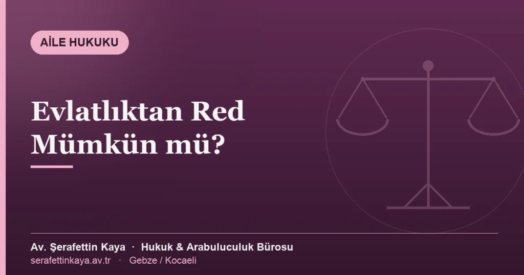 Evlatlıktan red ifadesinin hukuki karşılığını konu alan yazının kapak görseli.