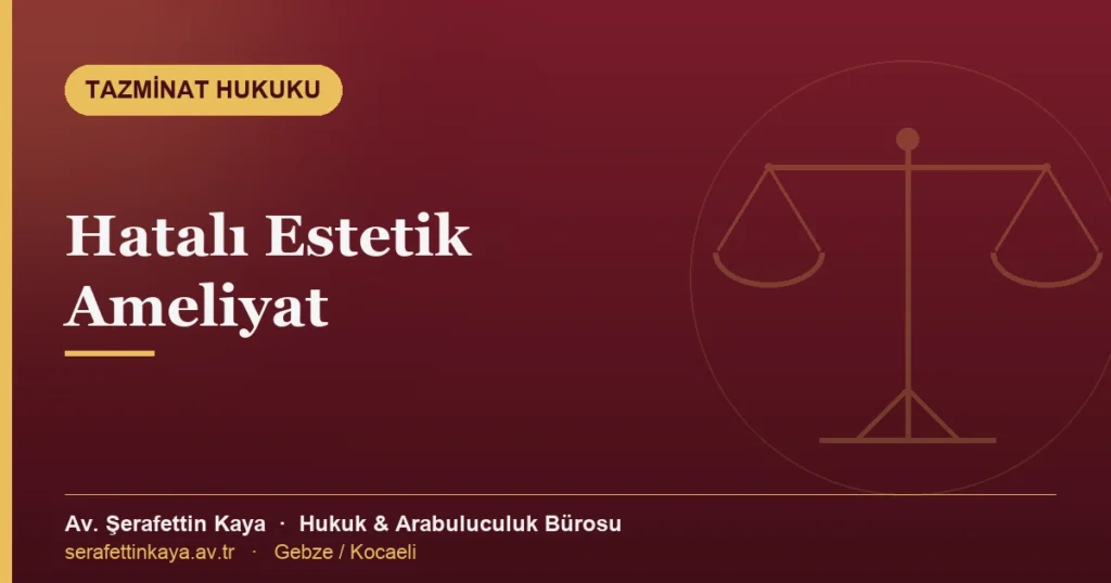 Hatalı estetik ameliyat nedeniyle tazminat davasını konu alan yazının kapak görseli.