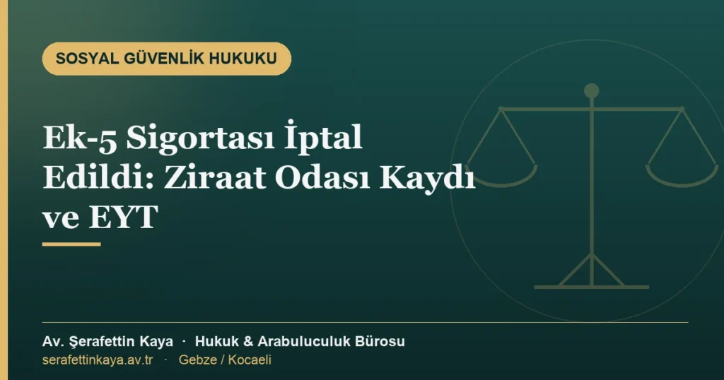 Ek-5 sigortası iptali, ziraat odası kaydı ve EYT emekliliği konulu yazının kapak görseli